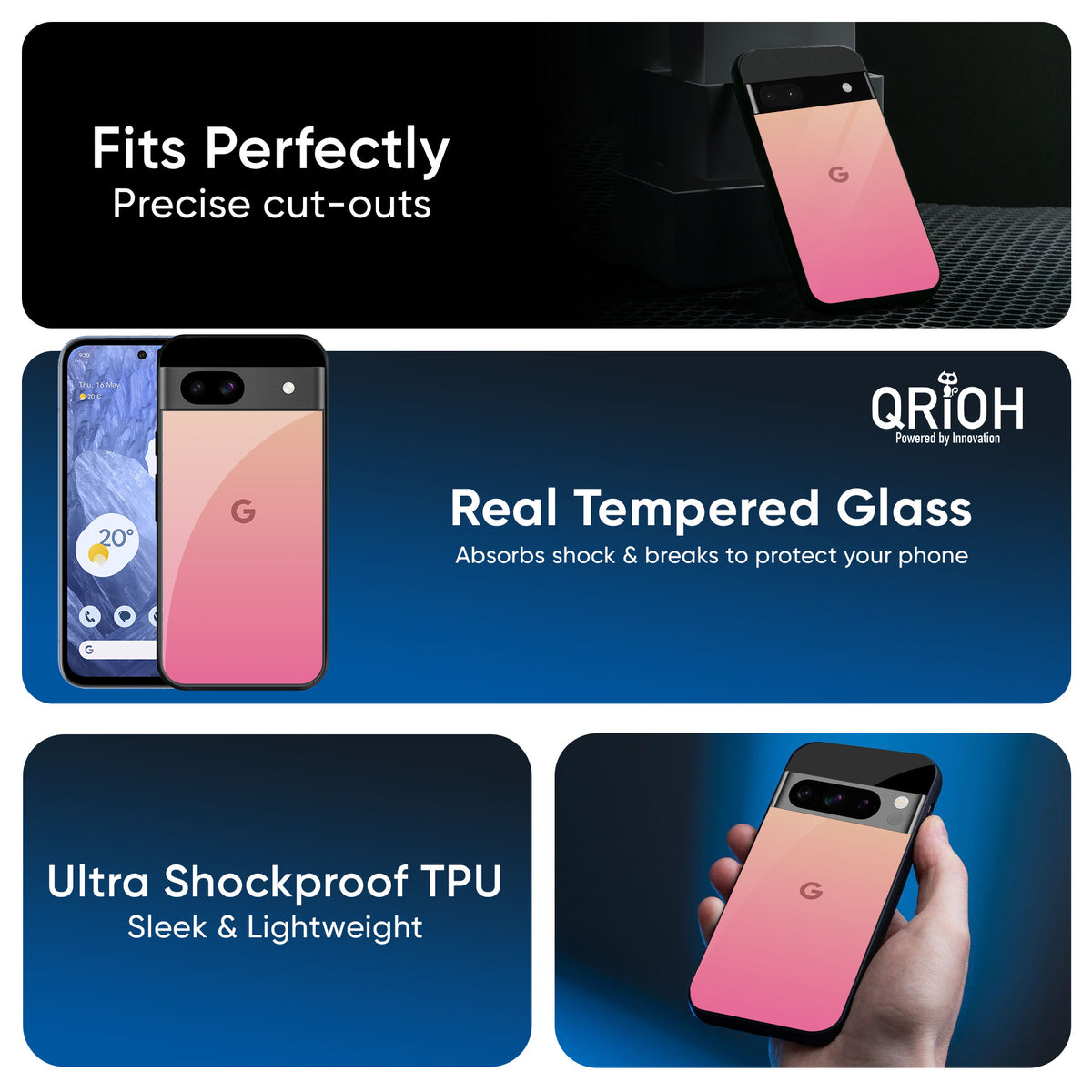 Pastel Pink Gradient Glass Case For Google Pixel 9 Pro XL
