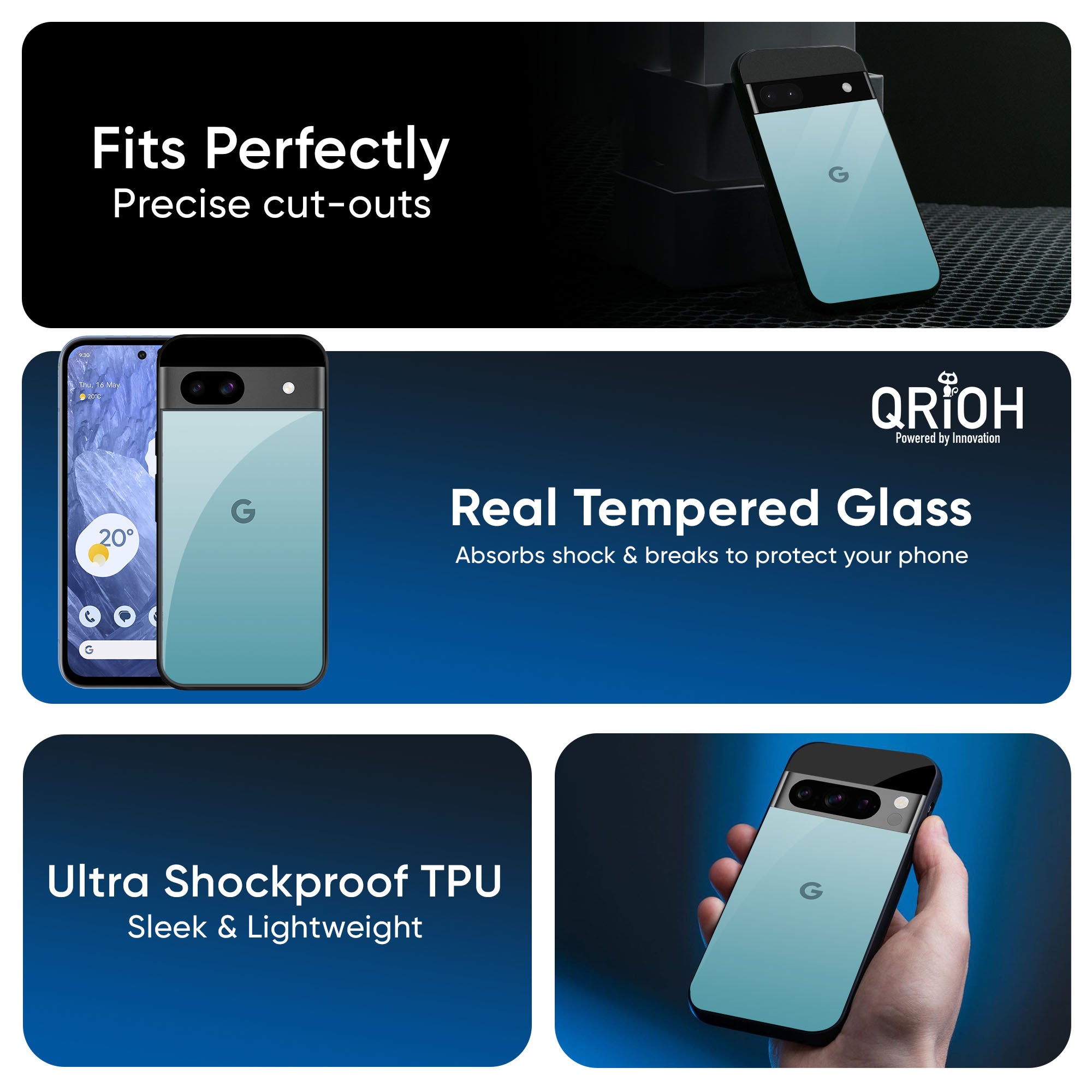 Arctic Blue Glass Case For Google Pixel 9