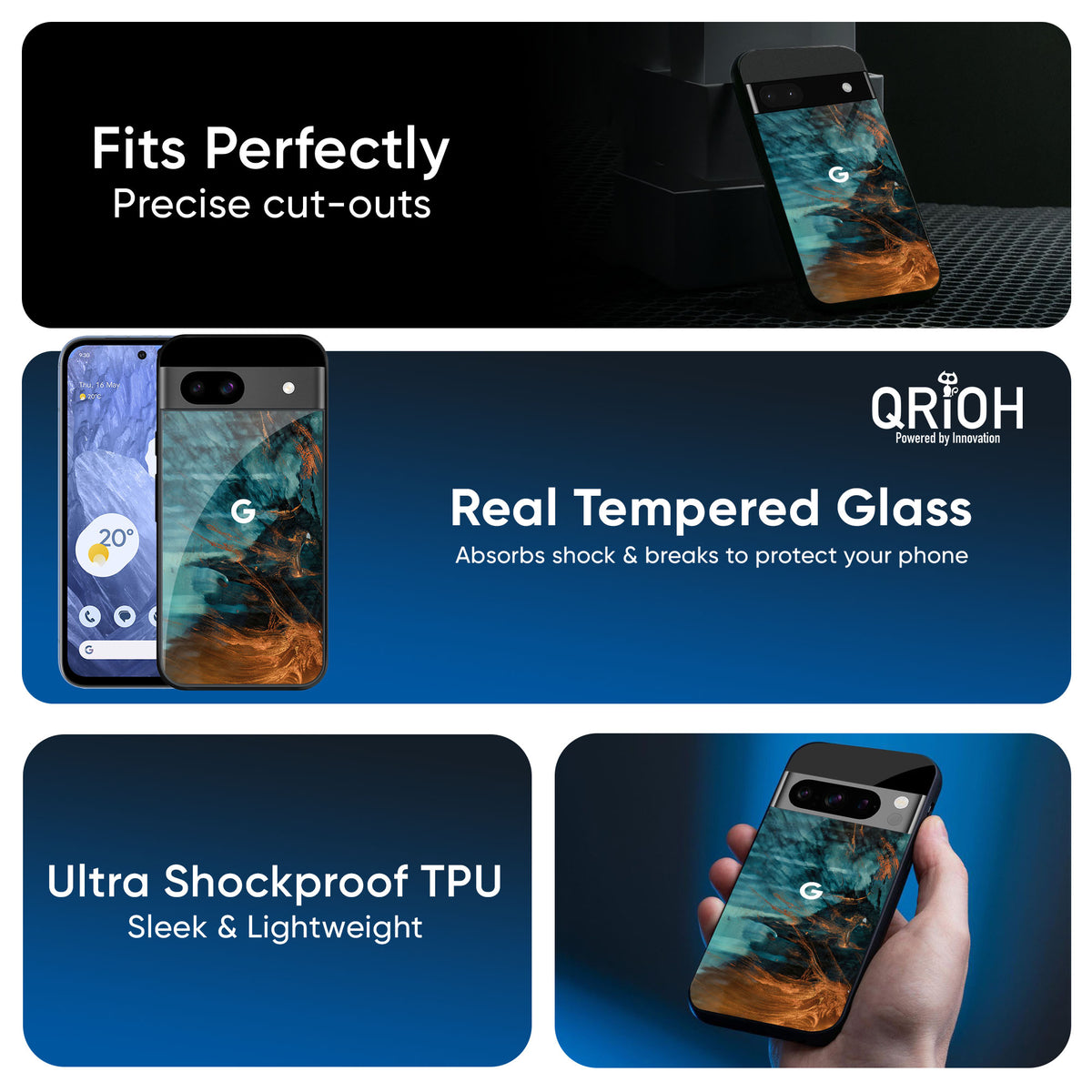 Golden Splash Glass Case for Google Pixel 9 Pro XL