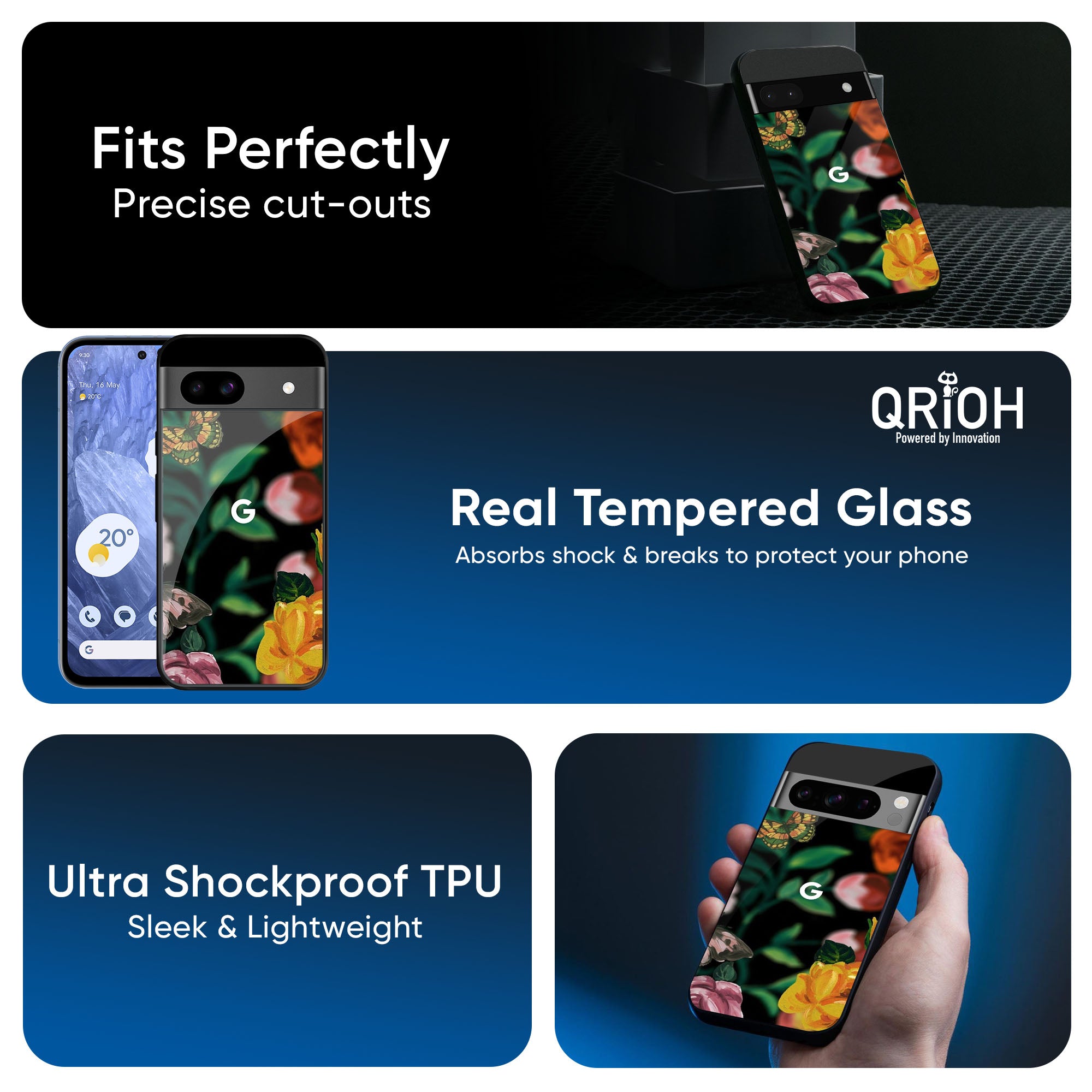 Flowers & Butterfly Glass Case for Google Pixel 9