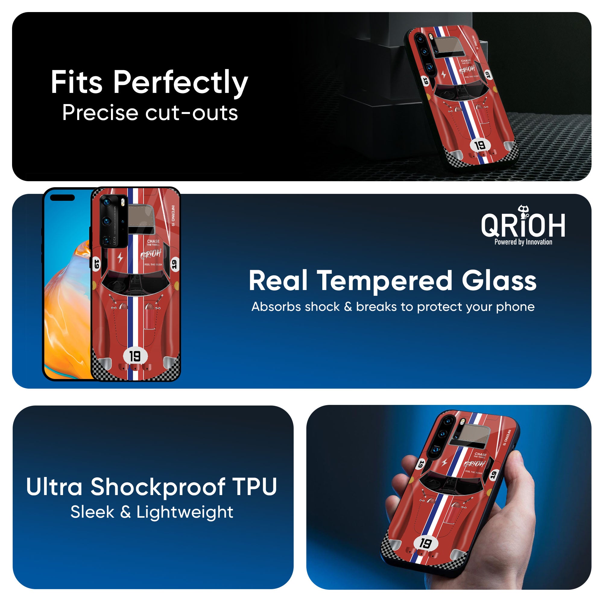 Racing Vintage Glass Case for Huawei P30 Pro