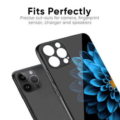 Half Blue Flower Glass Case for iPhone 16