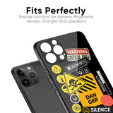 Danger Signs Glass Case for iPhone 16 Plus