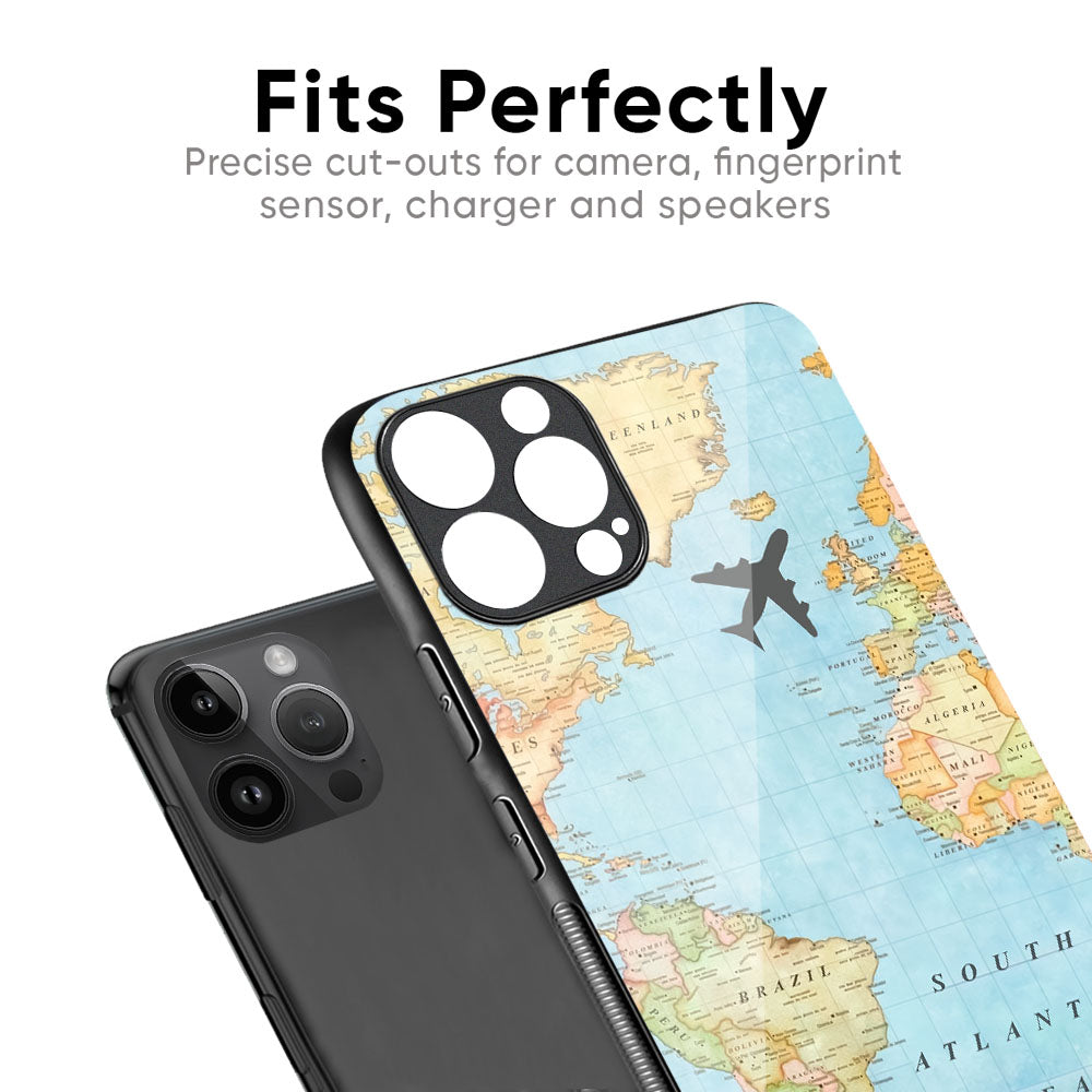 Travel Map Glass Case for iPhone 16 Pro Max