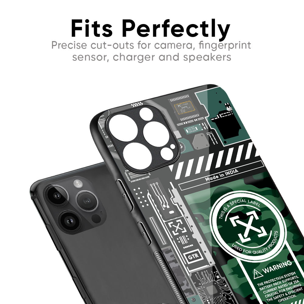 Green Camo Circuit Glass Case for iPhone XS Max