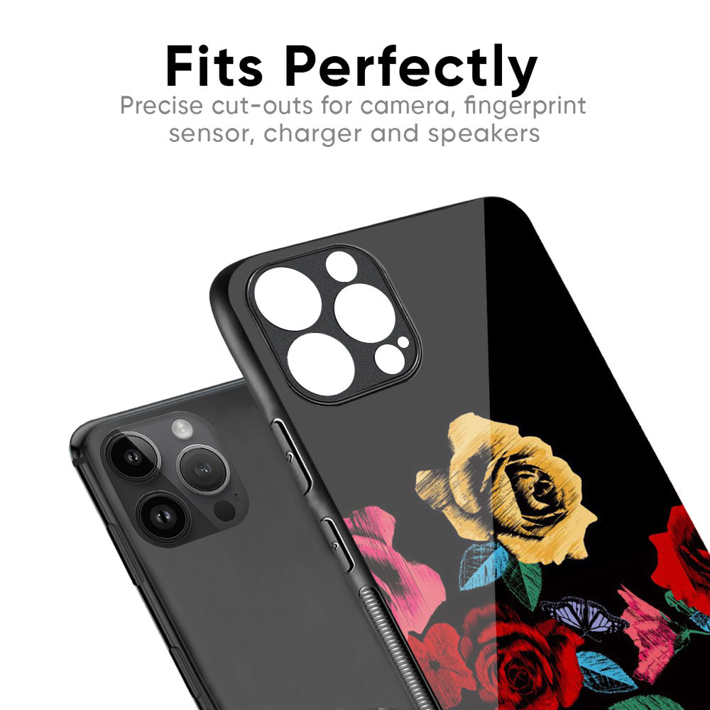 Floral Decorative Glass Case For iPhone 16 Plus