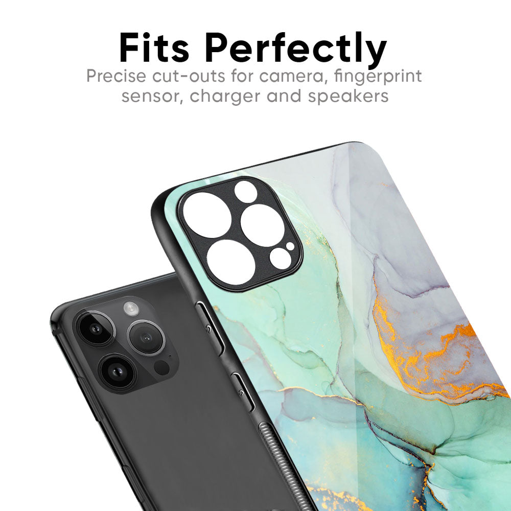 Green Marble Glass Case for iPhone 16