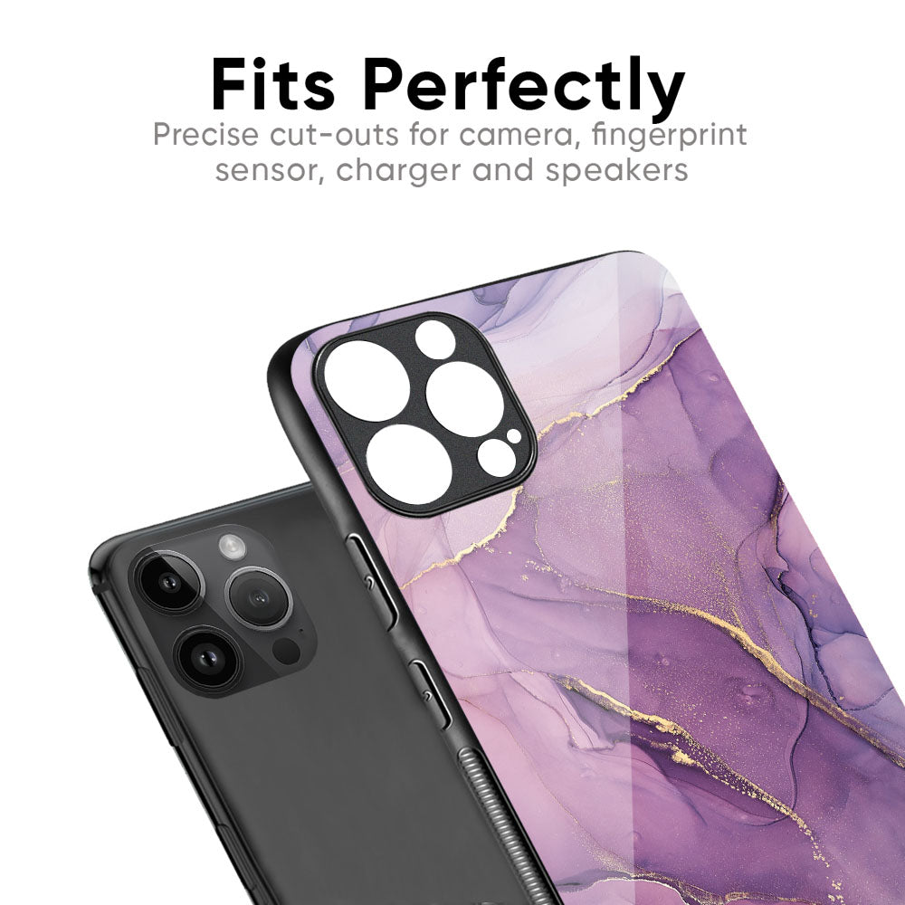 Purple Gold Marble Glass Case for iPhone 16 Pro Max