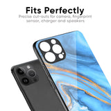 Vibrant Blue Marble Glass Case for iPhone 16 Plus