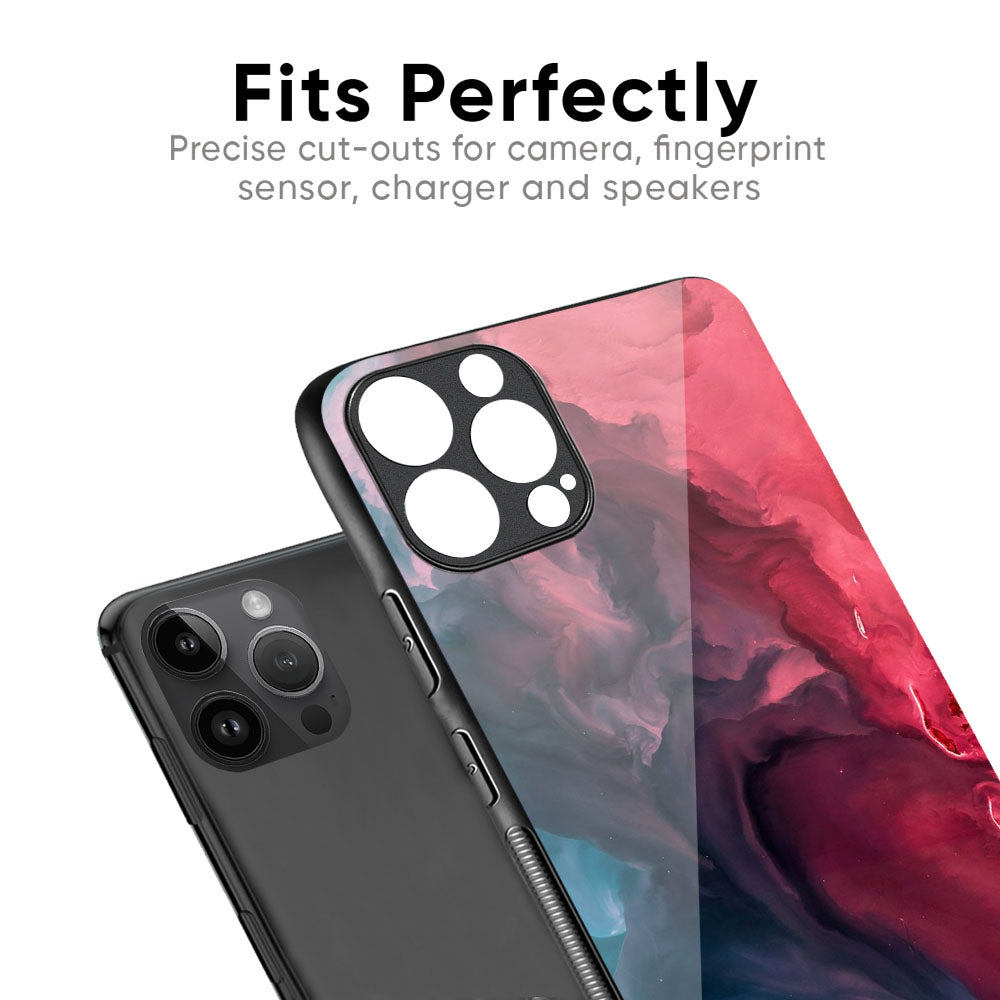 Blue & Red Smoke Glass Case for iPhone 16 Pro Max
