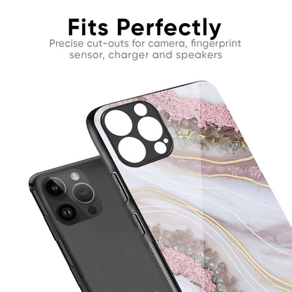 Pink & Gold Gllitter Marble Glass Case for iPhone 16 Pro Max