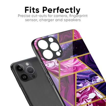 Electroplated Geometric Marble Glass Case for iPhone 16 Pro Max