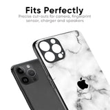 Satin White Marble Glass Case for iPhone 16 Plus