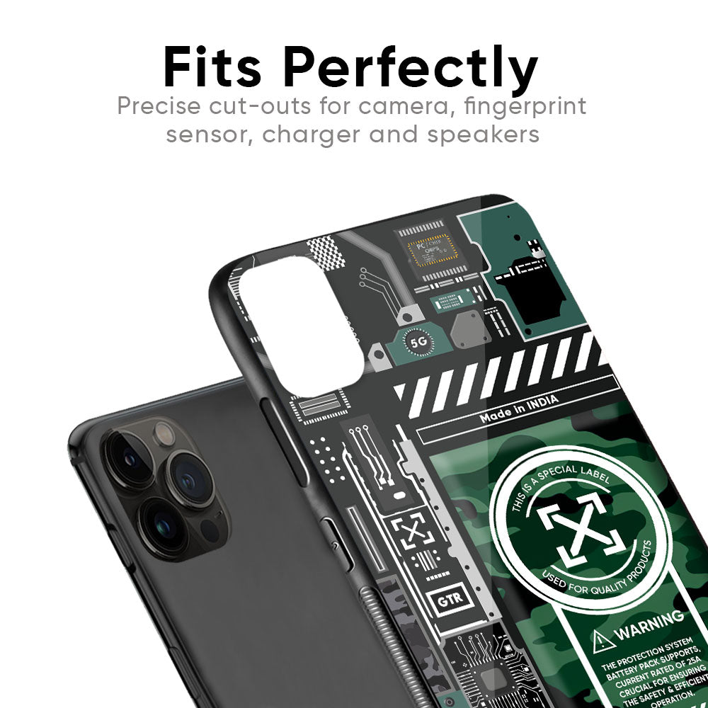 Green Camo Circuit Glass Case for iPhone 6S