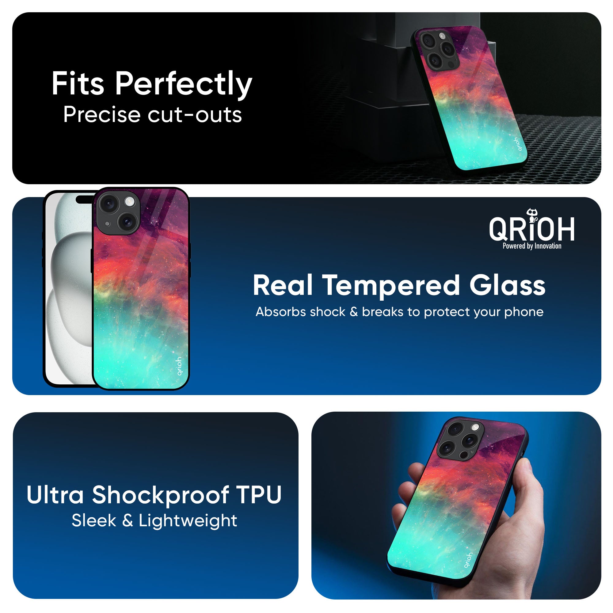 Colorful Aura Glass Case for iPhone 16 Pro Max