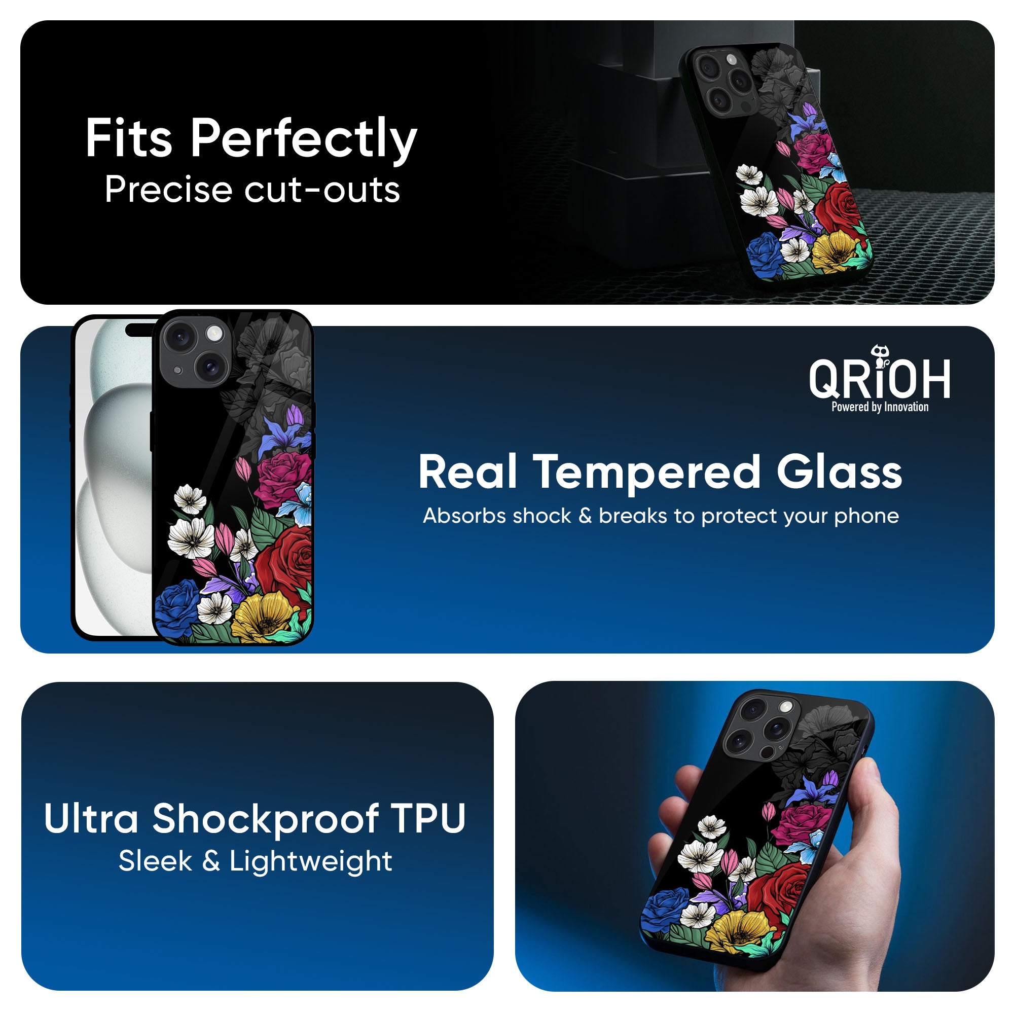 Rose Flower Bunch Art Glass Case for iPhone 16 Pro Max