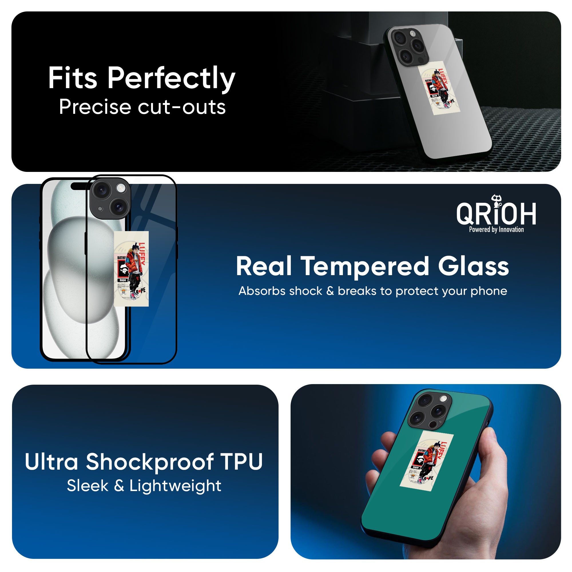 Bape Luffy Glass Case for iPhone 16 Pro Max