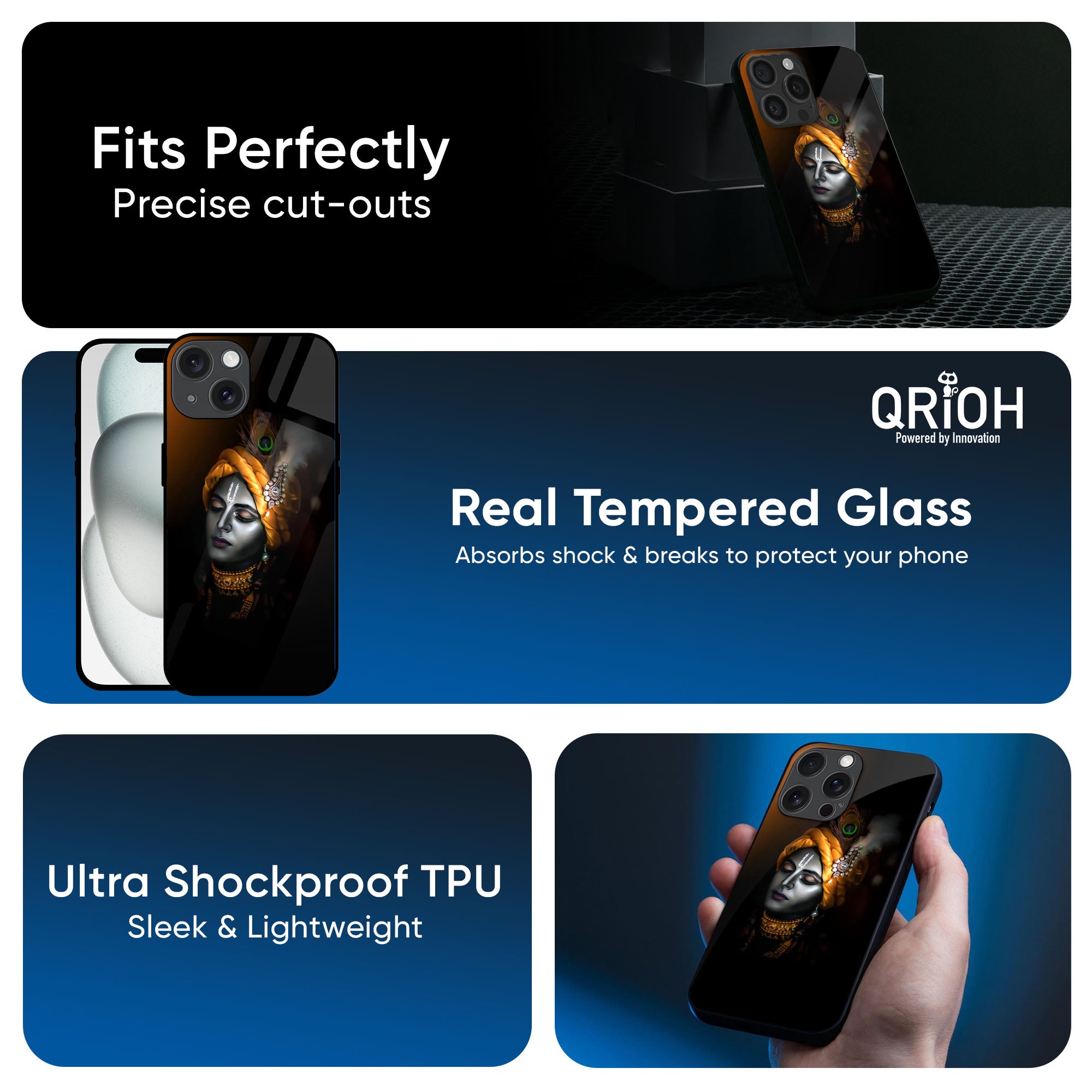 Ombre Krishna Glass Case for iPhone 16 Pro Max