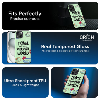 Travel Stamps Glass Case for iPhone 16 Pro Max