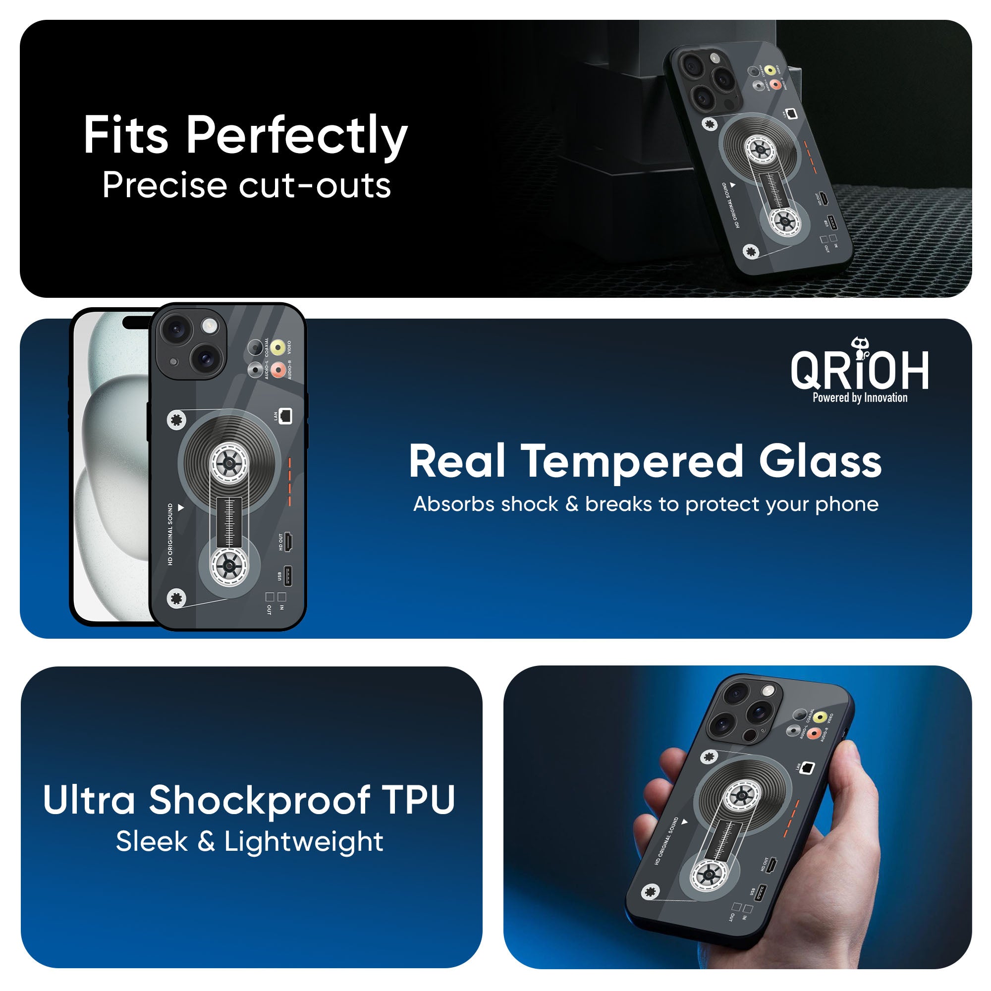 Retro Recorder Glass Case for iPhone XS Max
