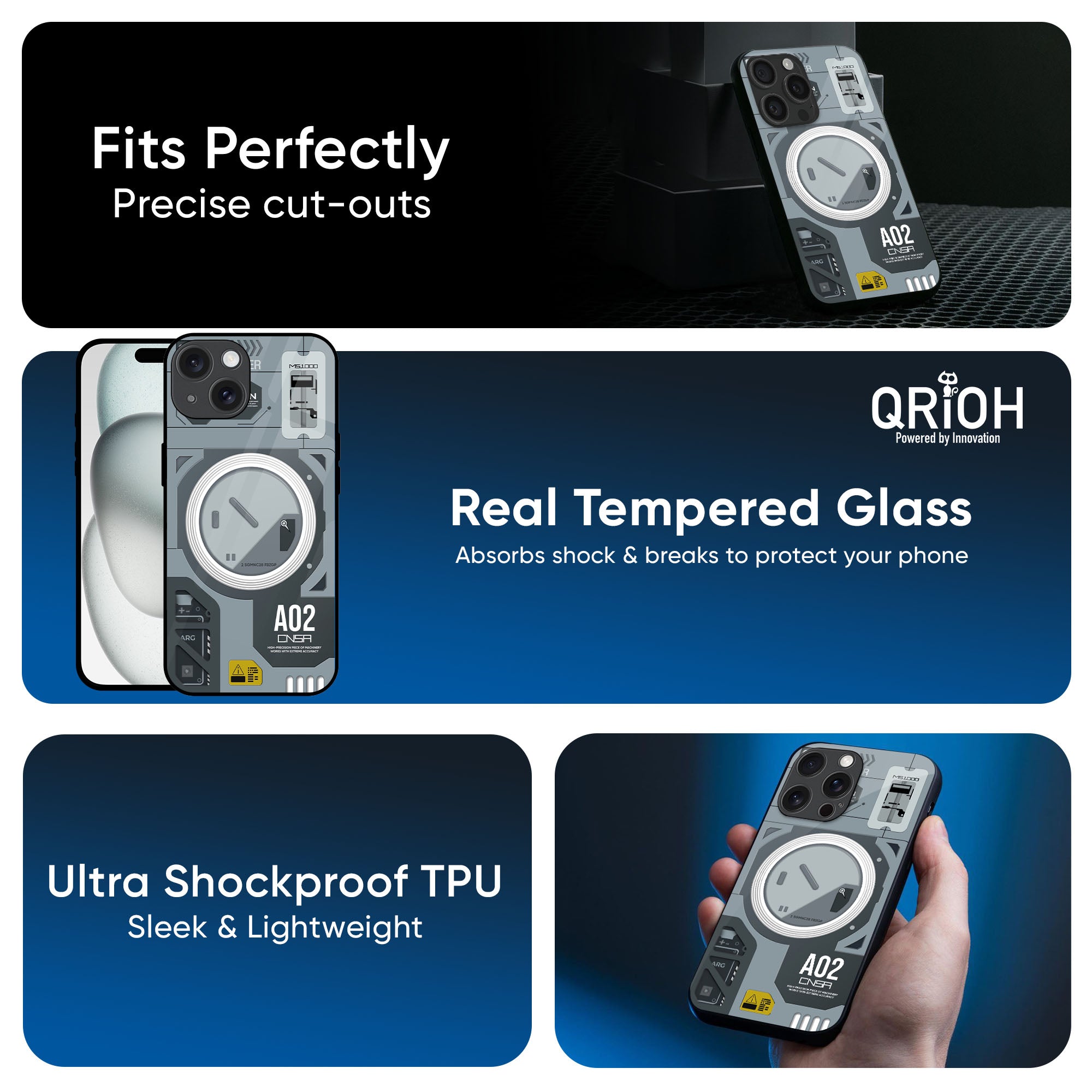 Modern Technology Glass Case for iPhone 16 Pro Max