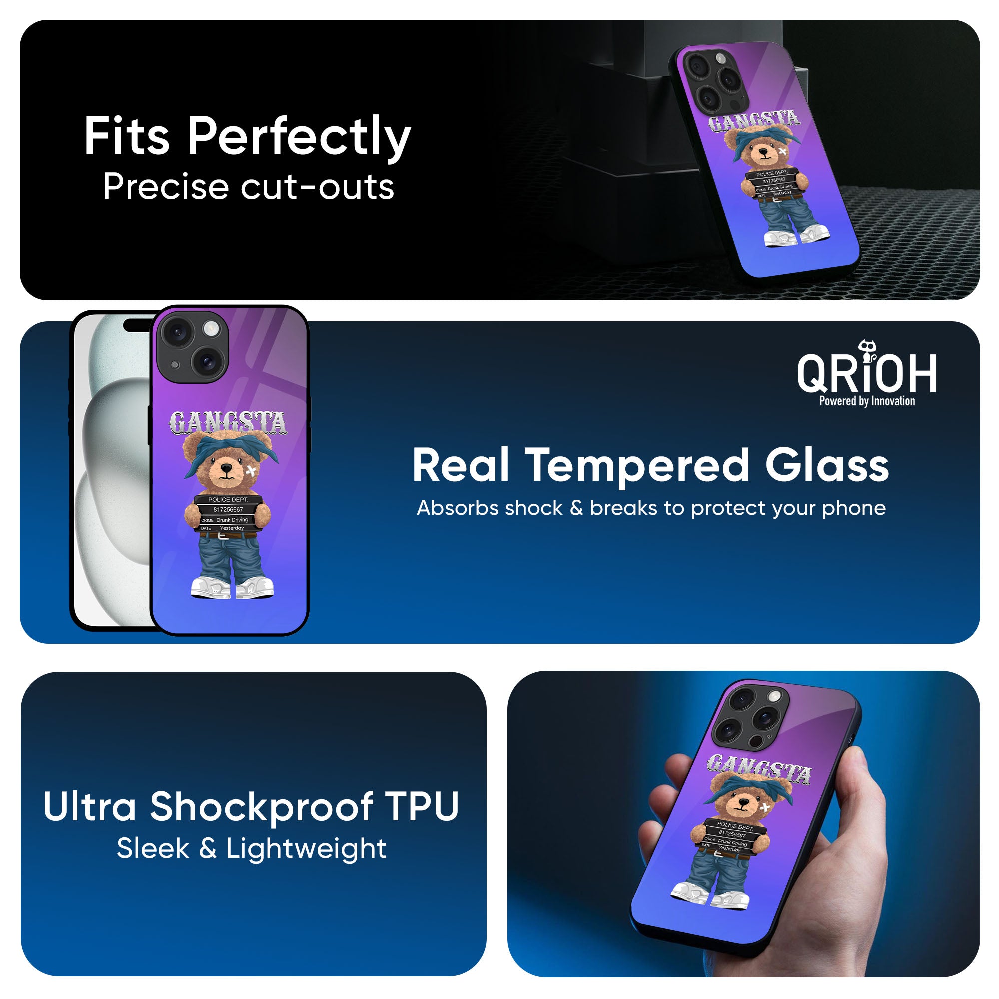 Gangsta Bear Glass Case for iPhone 12 Pro