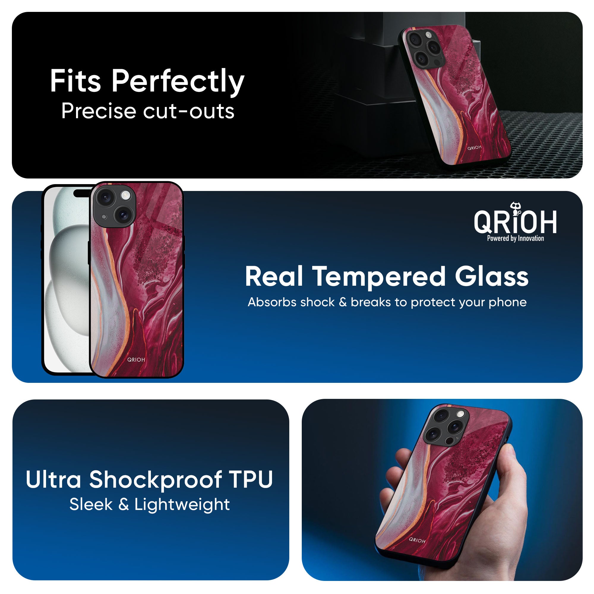 Crimson Ruby Glass Case for iPhone 16 Pro Max