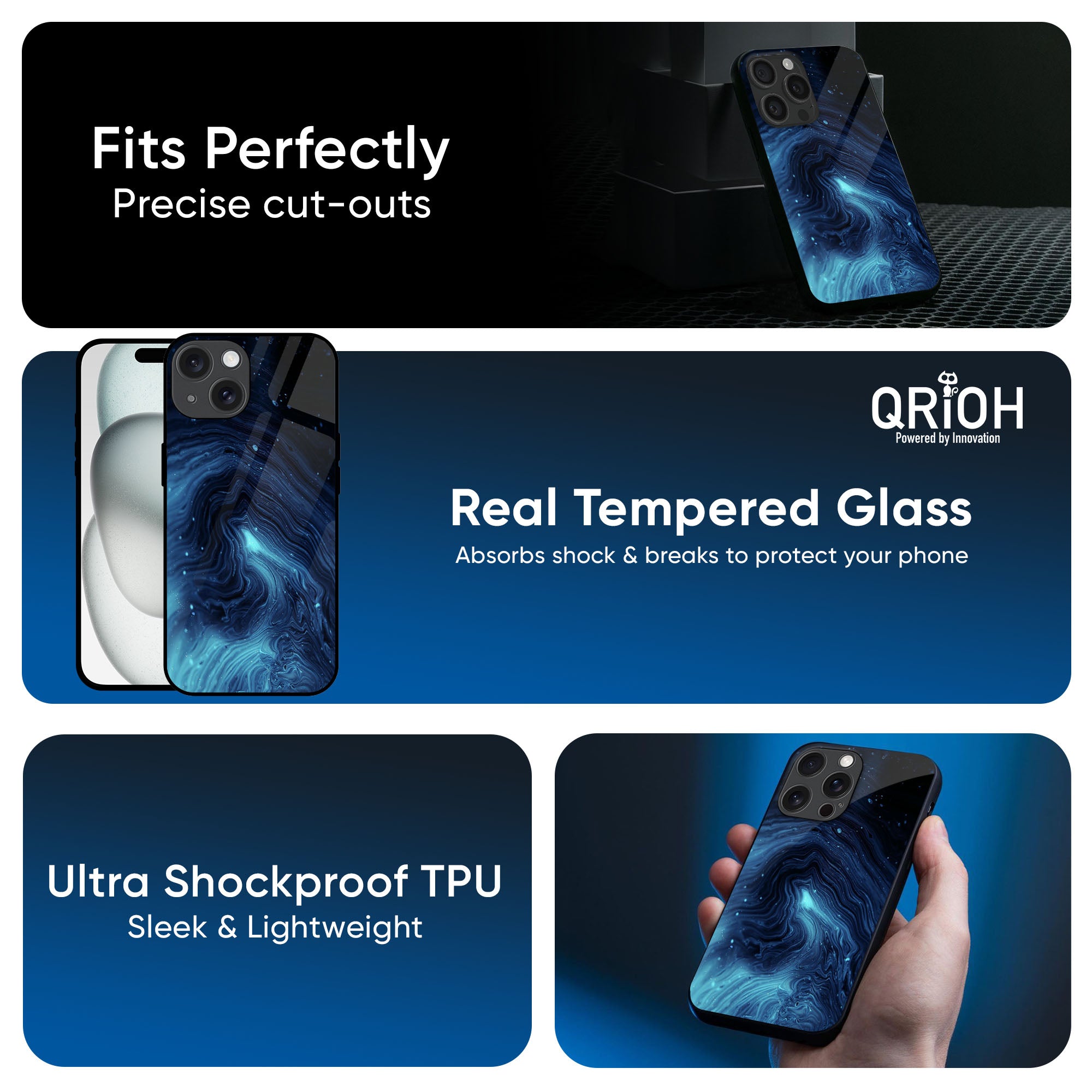 Dazzling Ocean Gradient Glass Case For iPhone 16 Pro Max