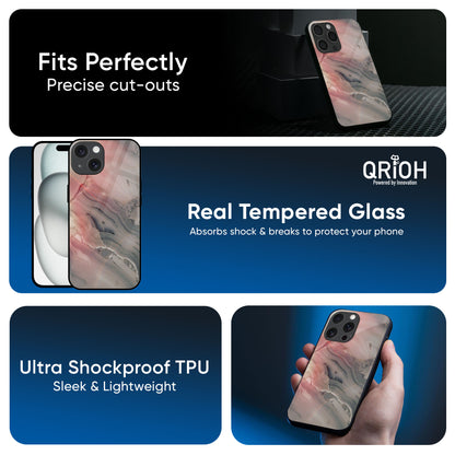 Pink And Grey Marble Glass Case For iPhone 16 Pro Max