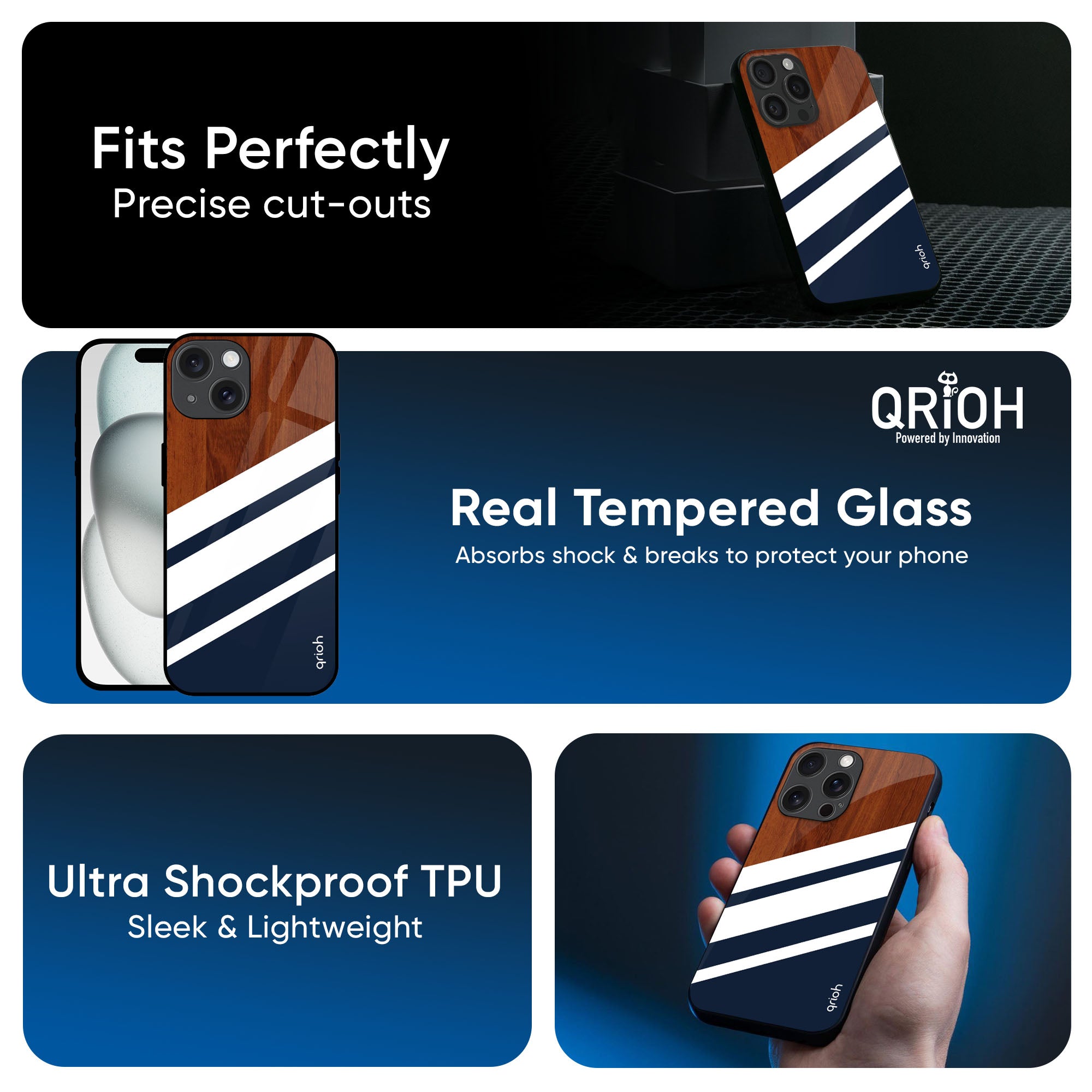 Bold Stripes Glass Case for iPhone 16 Pro Max