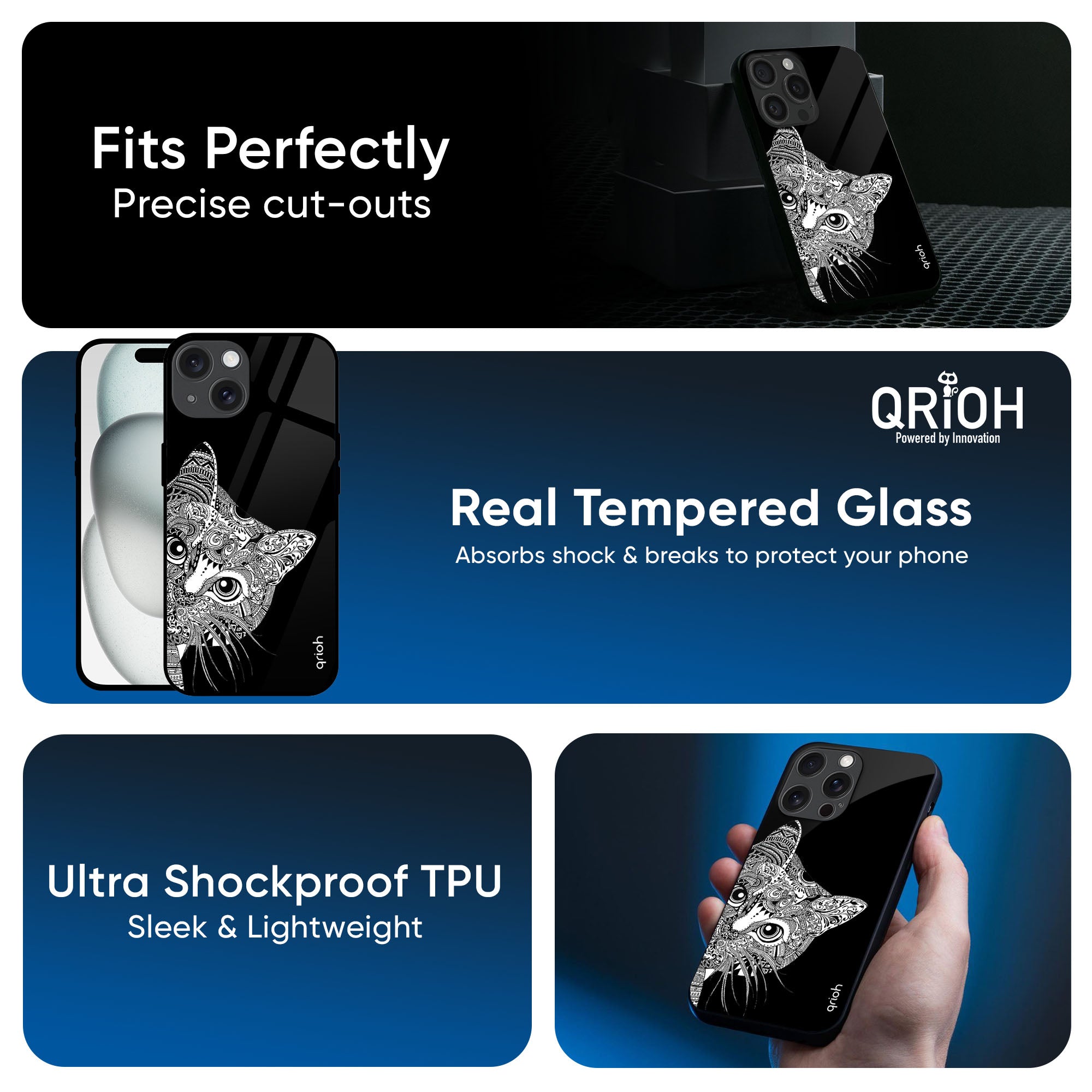 Kitten Mandala Glass Case for iPhone 16 Pro Max