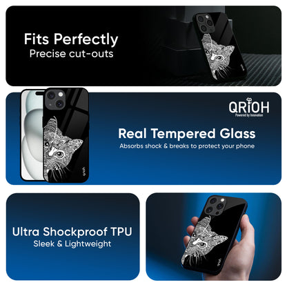 Kitten Mandala Glass Case for iPhone 16 Pro Max