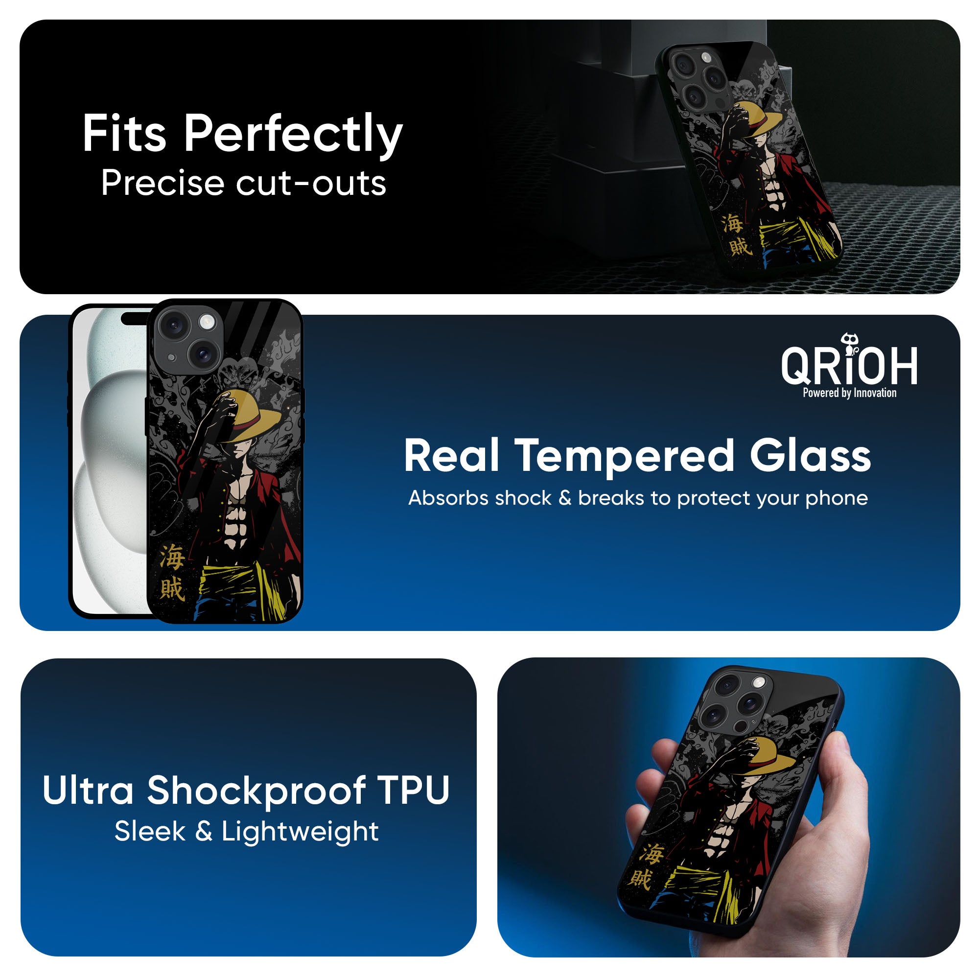 Dark Luffy Glass Case for iPhone 16 Pro Max