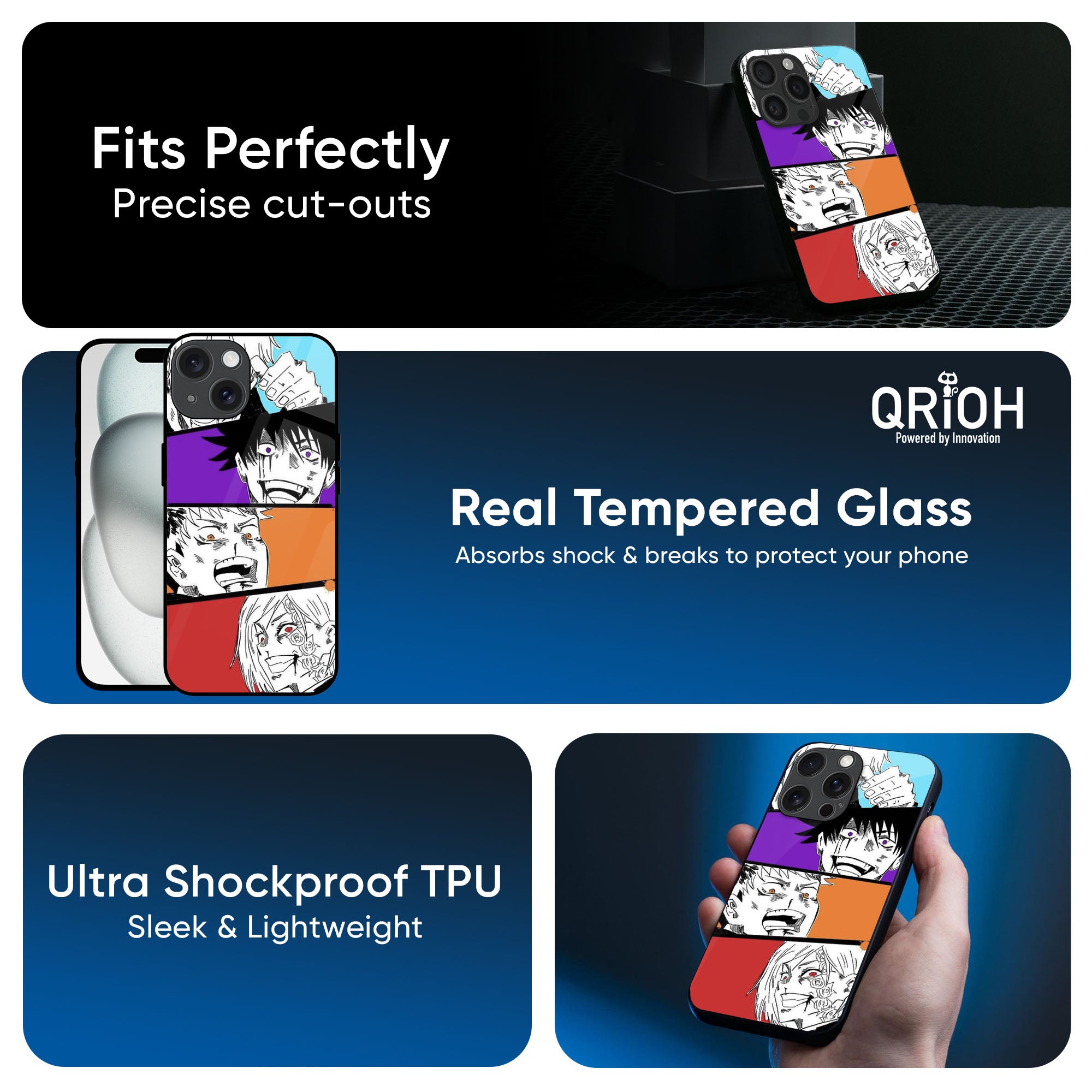 Anime Sketch Glass Case for iPhone 16 Pro Max