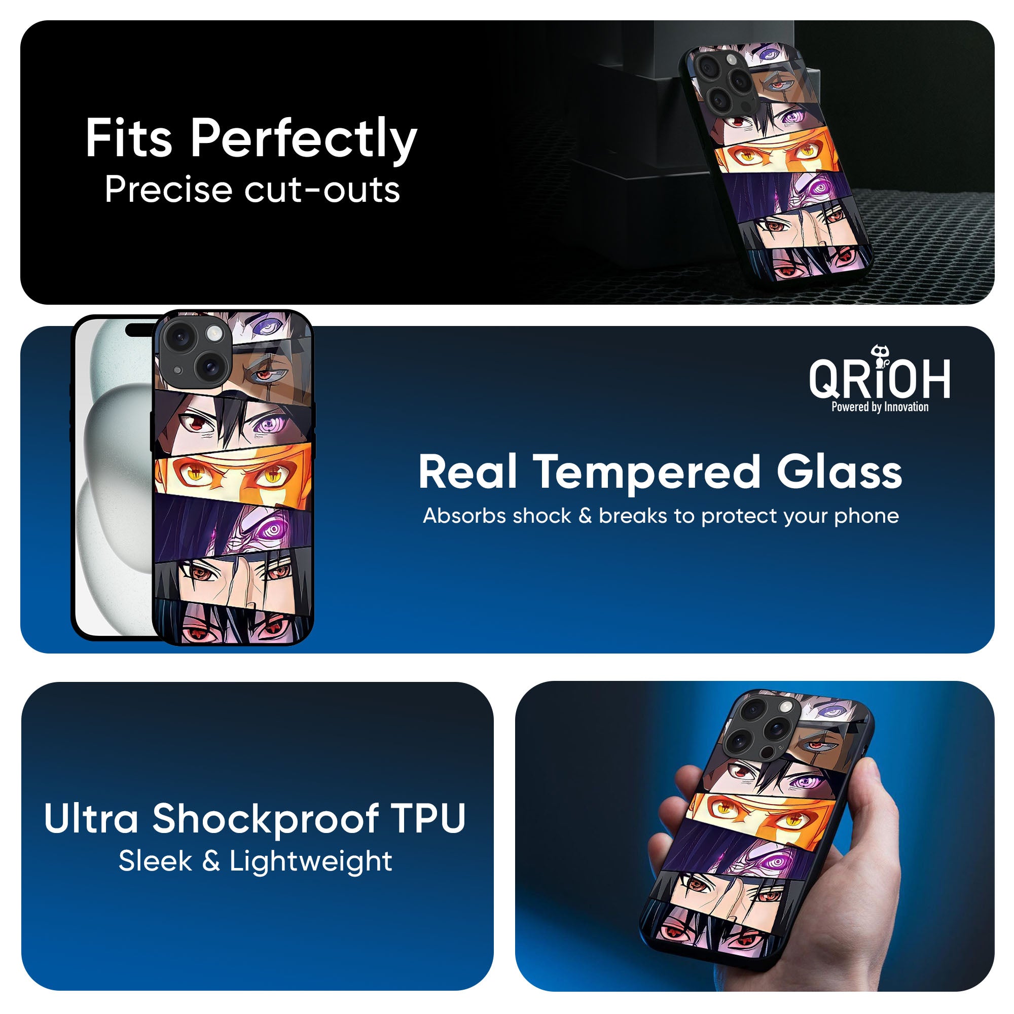 Anime Eyes Glass Case for iPhone 16 Pro Max