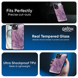 Purple Gold Marble Glass Case for iPhone 16
