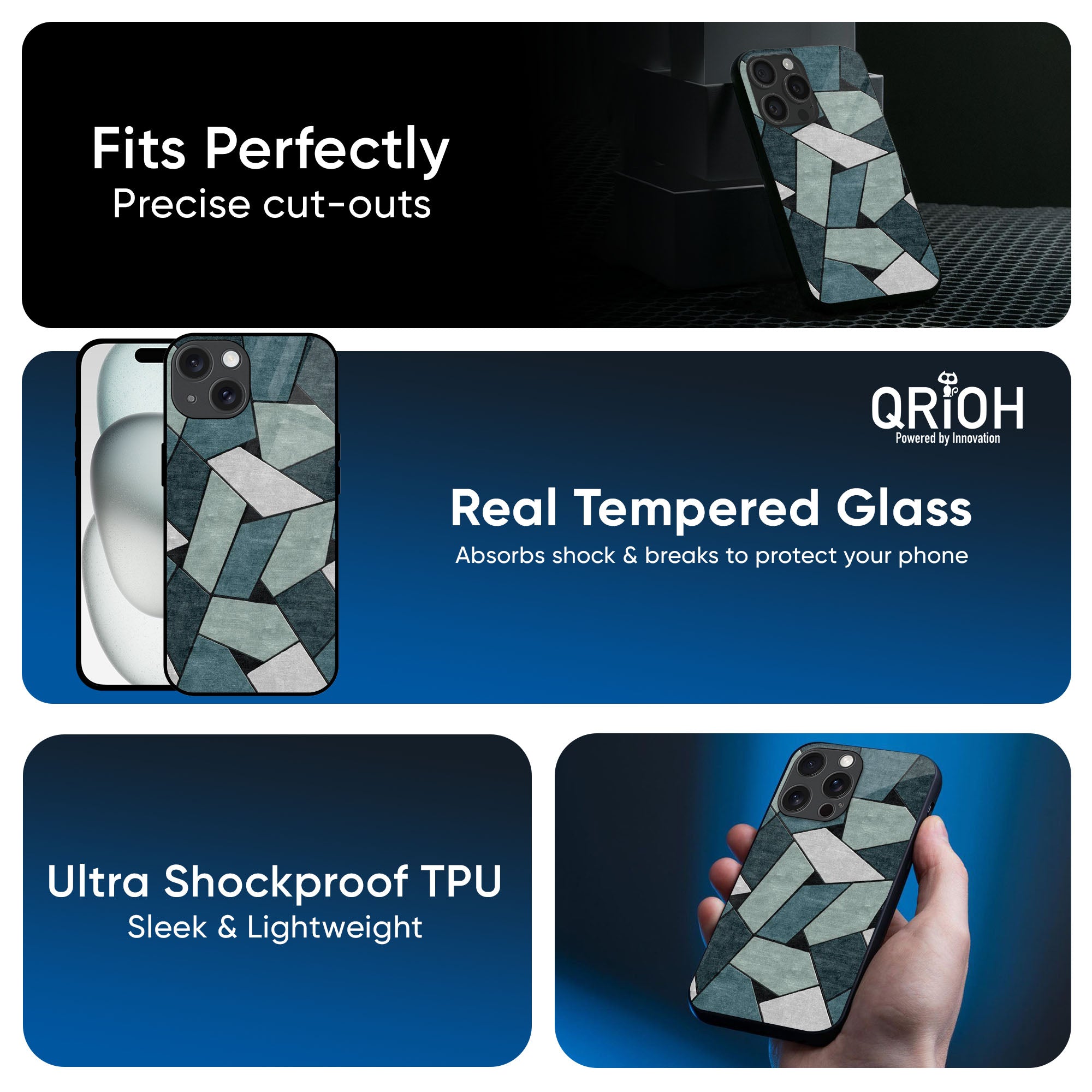 Abstact Tiles Glass Case for iPhone 16