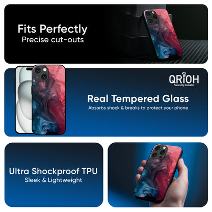 Blue & Red Smoke Glass Case for iPhone 16 Pro Max
