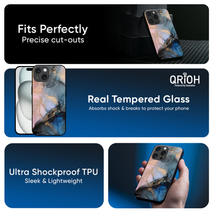 Marble Ink Abstract Glass Case for iPhone 16 Pro Max
