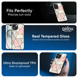 Geometrical Marble Glass Case for iPhone 16 Pro Max