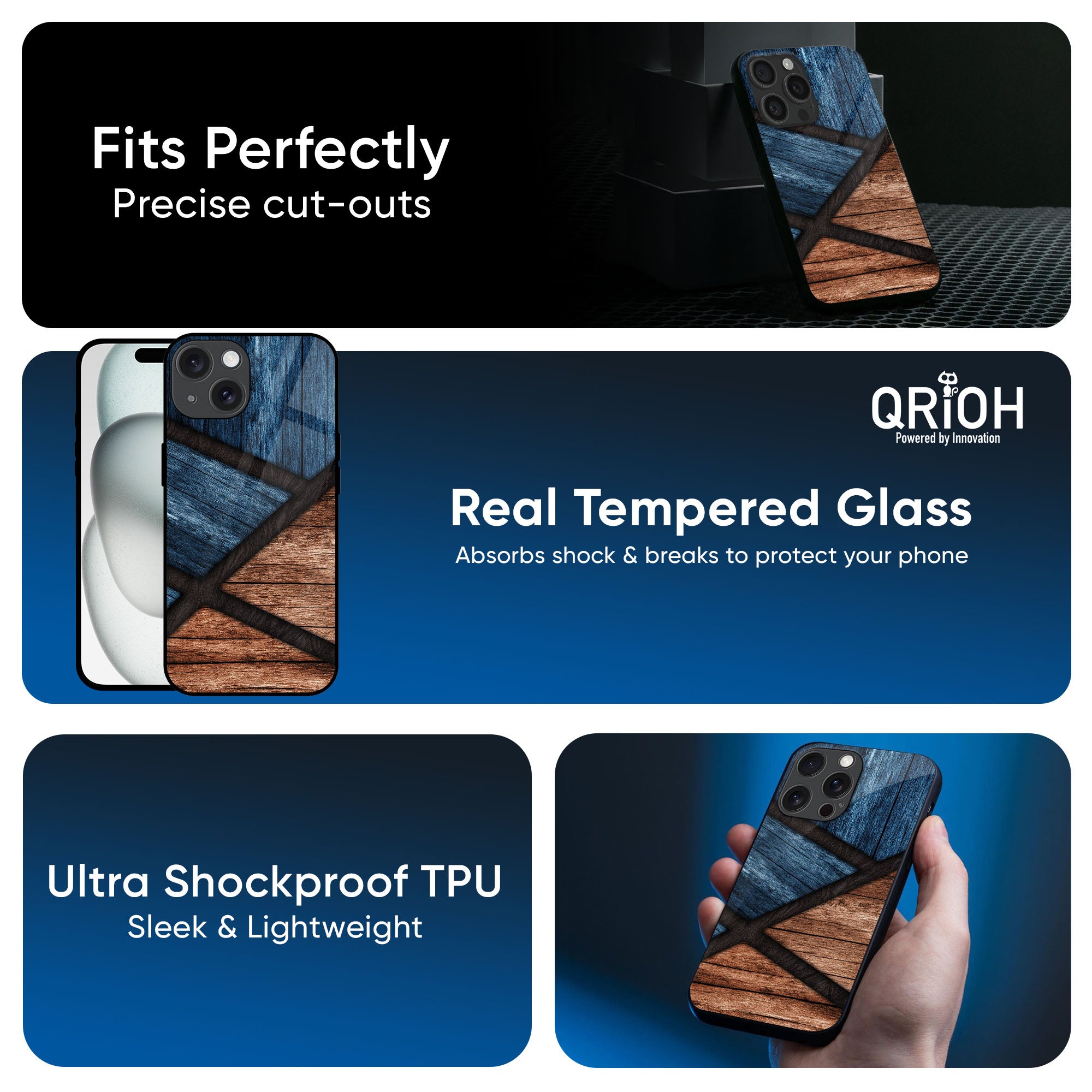 Wooden Tiles Glass Case for iPhone 16 Pro Max