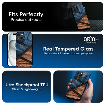 Wooden Tiles Glass Case for iPhone 16 Pro Max