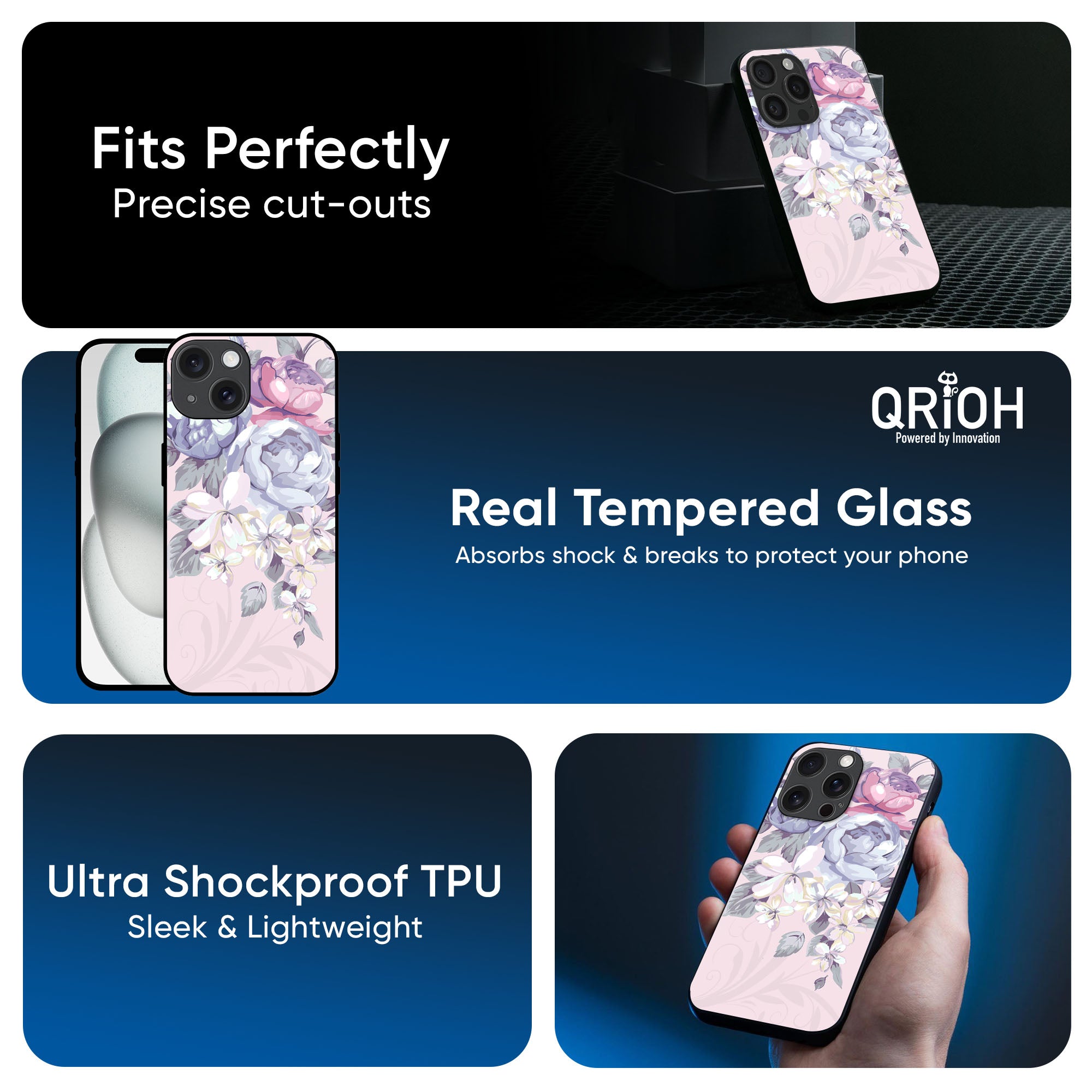 Elegant Floral Glass Case for iPhone 16 Pro Max