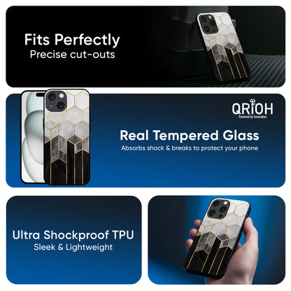 Tricolor Pattern Glass Case for iPhone 16 Pro Max