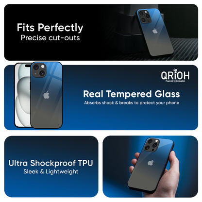 Blue Grey Ombre Glass Case for iPhone 16 Pro Max