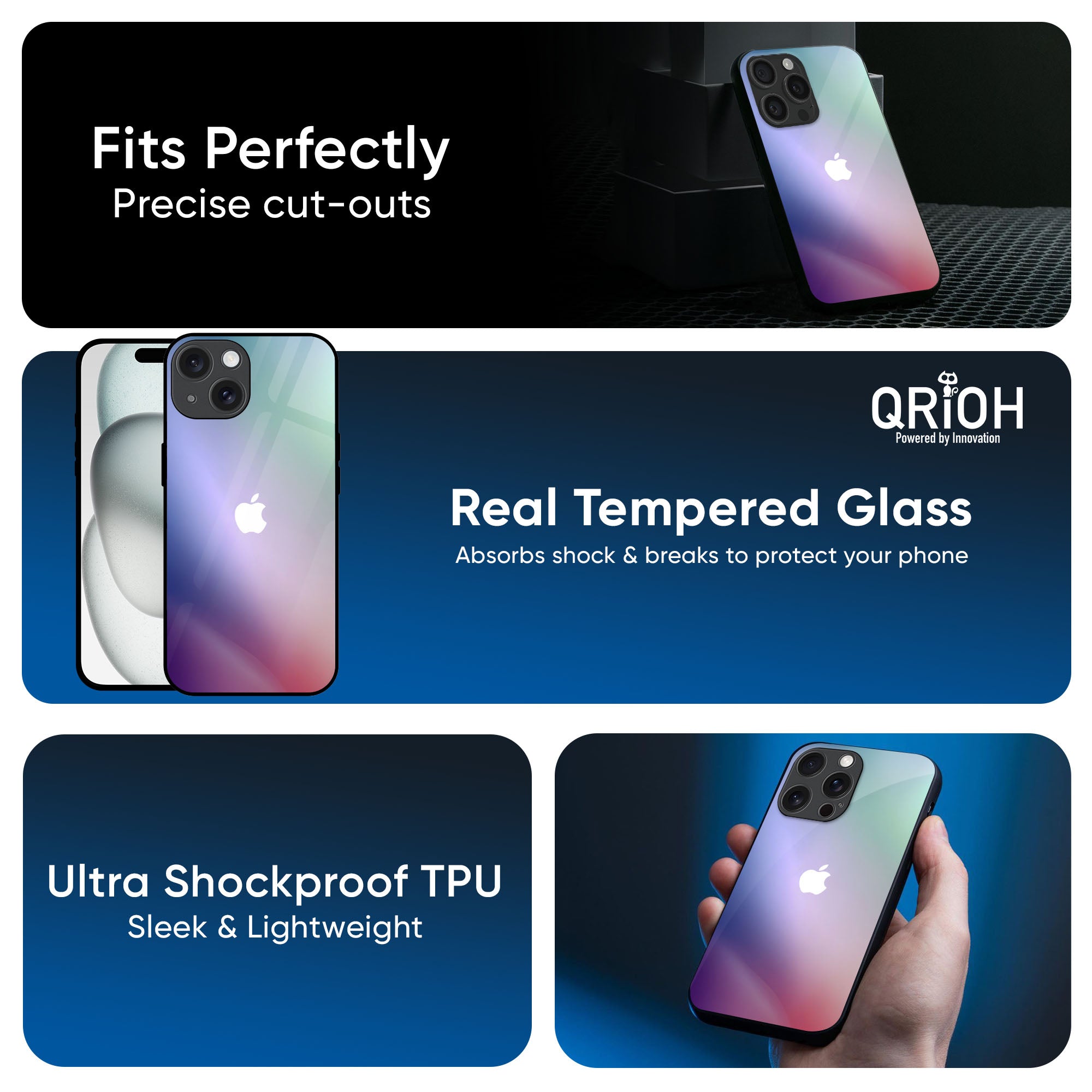 Abstract Holographic Glass Case for iPhone 16 Plus
