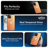 Orange Curve Pattern Glass Case for iPhone 16