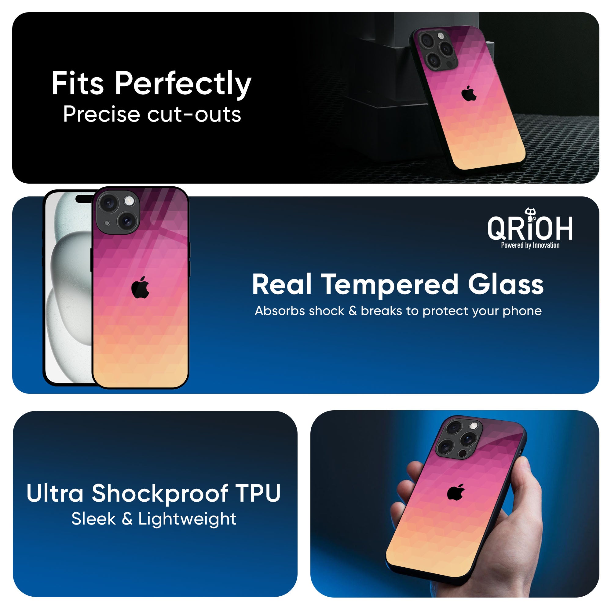 Geometric Pink Diamond Glass Case for iPhone 16 Pro Max