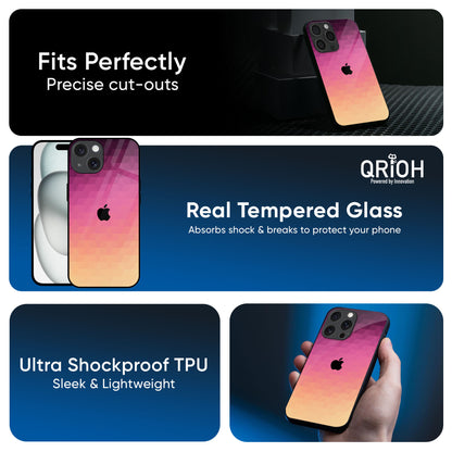 Geometric Pink Diamond Glass Case for iPhone 16 Pro Max