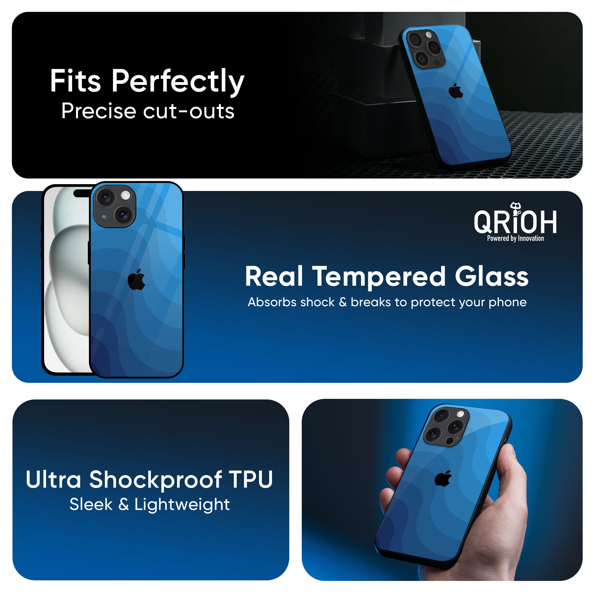 Blue Wave Abstract Glass Case for iPhone 17 Air